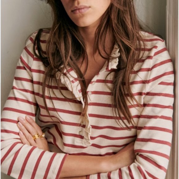 **SOLD** Sezane Gael Mariniere Stripe Ruffle Top - Picture 3 of 8
